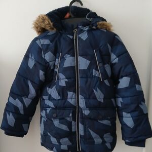 Kids Navy Blue Patterned Jacket